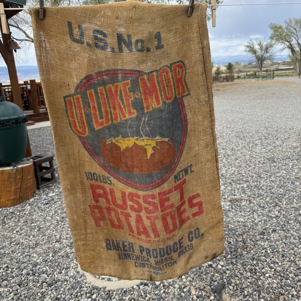 Baker Produce Potato Sack Tan U-LIKE-MOR Russet Potatoes Burlap Gunny Bag 100LB